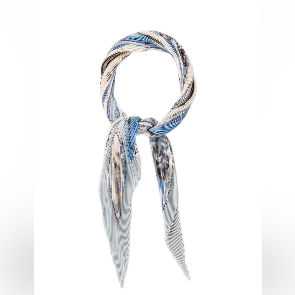 Hermes Elegant Blue and Cream Scarf